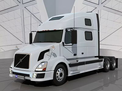 Modern White Utility Truck With Spacious Cab And Multiple Wheels 3d model