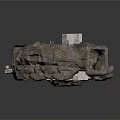 Ancient Cave Interior Featuring Stone Structures Baskets Pottery Jars and Stone Floor