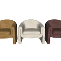 Beige Upholstered Modern Single Sofa With Curved Armrests And Comfortable Seat
