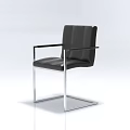 Single Modern Black Leather Chair With Metal Frame And Sleek Armrest Design