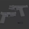 Two Modern Tactical Black Pistols With Sleek Design And Reflective Finish