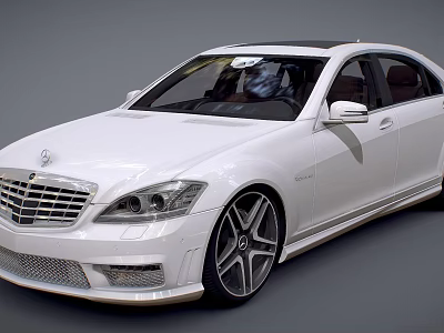 White Mercedes Luxury Sedan with Sleek Body Design Alloy Wheels and Chrome Front Grille 3d model