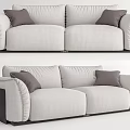 Modern Light Gray Double Sofa With Plush Cushions And Sleek Design 3d model