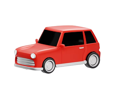 Red Mini Toy Car with Black Windows White Wheels and Silver Accents 3d model