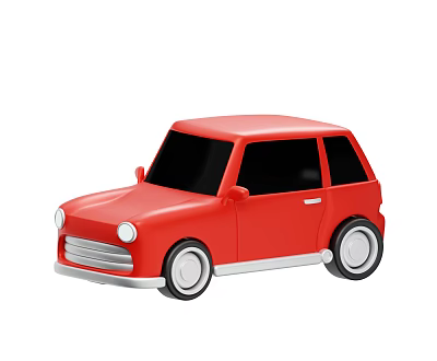 Red Mini Toy Car with Black Windows White Wheels and Silver Accents 3d model