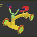 Colorful Children's Tricycle With Yellow Frame Red Seat And Black Handles