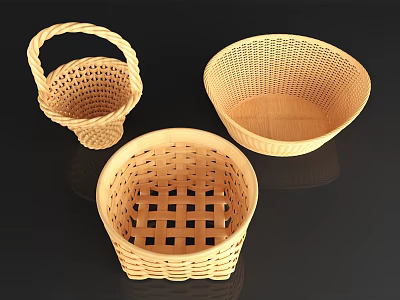 Various Handwoven Wicker Baskets Essential Agricultural Equipment for Farming Harvesting 3d model
