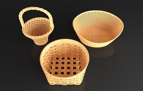 Storage Basket Bamboo Basket Vegetable Basket Bamboo Basket Storage Box Dustpan Children's Bed Cat Nest 3d model