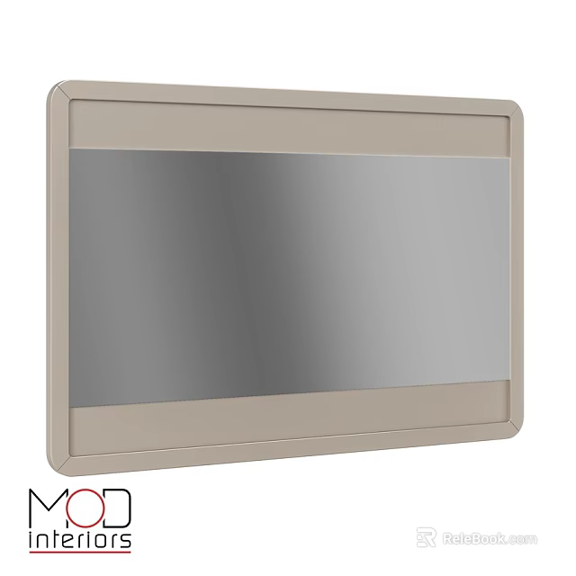 Contemporary Wall Mirror With Beige Frame And Sleek Rectangular Design For Home Decor 3d model 