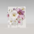 Floral Display Design With White Pink And Purple Poppy Flowers On White Panel