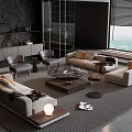 Modern Living Room Sofa And Coffee Table Set With Accent Chairs And Area Rug