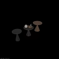 Modern Wooden Side Tables Black Brown Conical Base Round Top With Lamp Pinecones Tray