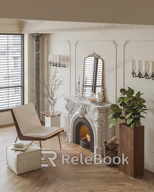 French Middle Style Real Fire Fireplace model