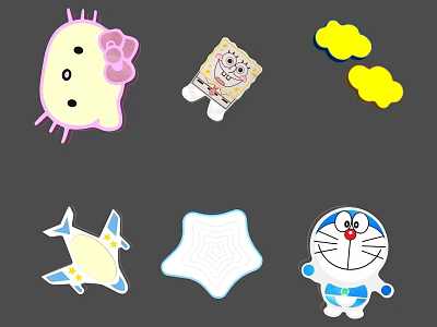 Cute Cartoon Style Ceiling Light with Hello Kitty Doraemon and SpongeBob for Kids Room Decor 3d model