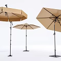 Outdoor Beige Patio Umbrella With Sturdy Black Frame In Different Sizes