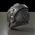 3D Rendered Metallic Helmet With Futuristic Mechanical Details Honeycomb Texture And Circular Knobs