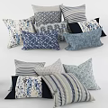 Decorative Throw Pillows With Striped Geometric And Floral Patterns In Various Colors