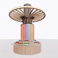 Elegant Round Wooden Display Shelf With Colorful Layered Storage For Small Items