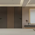 Modern Elegant Open Concept Dining and Living Room With Wooden Cabinets Sofa and TV Wall