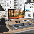 Modern Office Desk Setup With Desktop Monitor Laptop Keyboard And Mouse