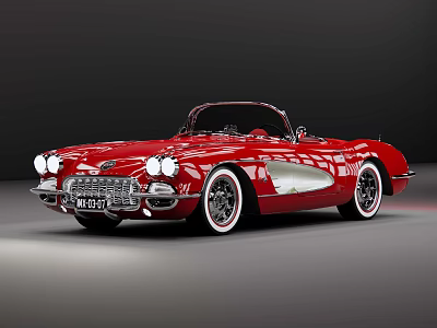 Red Classic Convertible Sports Car With Chrome Accents White Wall Tires And Retro Design 3d model