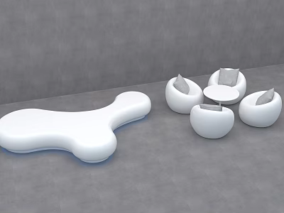 White Modern Public Chairs With Curved Shapes And Round Seats In Minimalist Indoor Setting 3d model