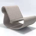 Stylish Modern Lounge Chair With Curved Design And Gray Fabric Upholstery