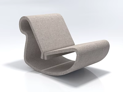 Stylish Modern Lounge Chair With Curved Design And Gray Fabric Upholstery 3d model