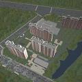Aerial Planning of Modern High Rise Residential Area With River Greenery and Roads