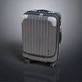 Hard Shell Gray Suitcase with Striped Design Rolling Wheels and Telescopic Handle for Travel Luggage