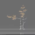 Tree Shaped Decorative Ornament Set With White Trunk And Golden Foliage For Modern Tabletop Decoration