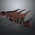 Realistic Dinosaur Group Lined Up with Lava Textured Skin in Various Sizes