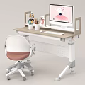Light Wood Kids Desk with Adjustable Height Computer Chair and Stationery Organizer