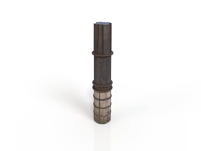 Industrial Cylindrical Column Equipment With Segmented Ring Metal Wood Design 3d model