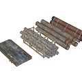 Industrial LOFT site materials workshop factory bungalow warehouse building materials steel plate 3d model