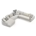 Gray Corner Sofa With Soft Pillows Multiple Views Modern Living Room Design 3d model