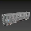 Gray Subway Train Car With Metal Body Multiple Windows Doors And Logo