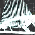 Prehistoric Reptile Fossil Skeleton with Long Spines and Skeletal Structure