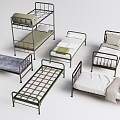 Modern bed iron frame bed 3d model