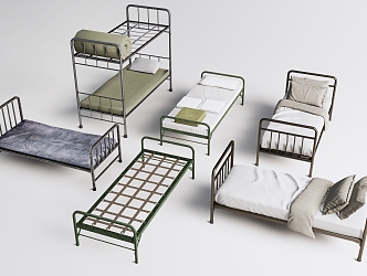 Modern bed iron frame bed 3d model