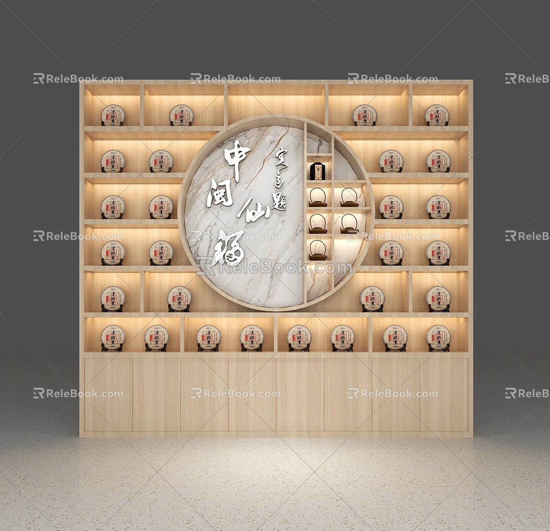 Tea Cabinet Background Cabinet Tea Cake Tea Display Wall Cabinet Decorative Cabinet 3d model