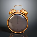Vintage Golden Brass Alarm Clock With Double Bell And Round Dial