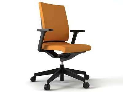 Modern Orange Office Chair With Black Armrests Swivel Base And Comfortable Seat 3d model