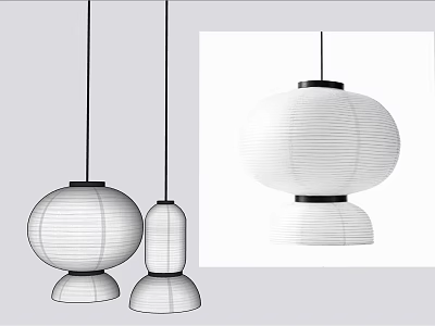 Modern Paper Pendant Lights with Minimalist Geometric Shapes for Home Decor 3d model