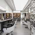 Elegant Luxury Beauty Salon Interior Design with Reception Desk Transparent Partition Seats And Sculpture
