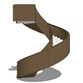 Modern Spiral Staircase Design With Wooden Frame And White Steps