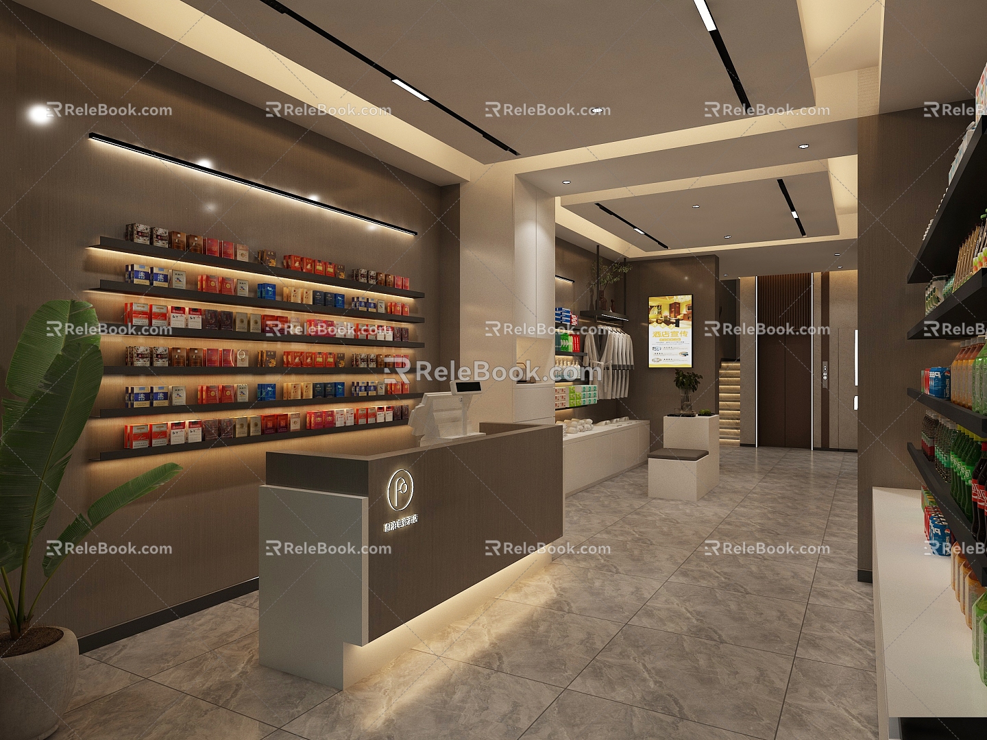 Modern Supermarket Convenience Store 3d model