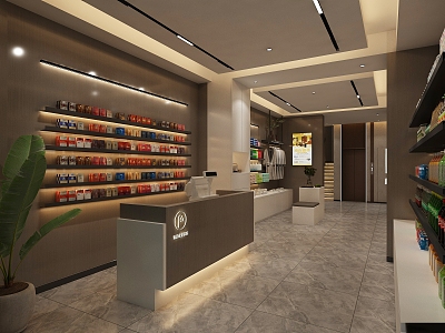 Modern Supermarket Convenience Store 3d model