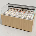 Wooden Display Cabinet With Glass Cover And Displayed Small Items
