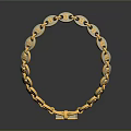 Gold Chain Link Necklace With Bitcoin Symbol Pendant On Black Background